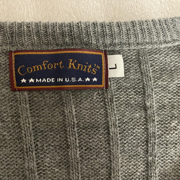 Vintage Comfort Knits Sweater Vest Men Large Gray Ribbed Knit V Neck USA Made - Picture 3 of 8